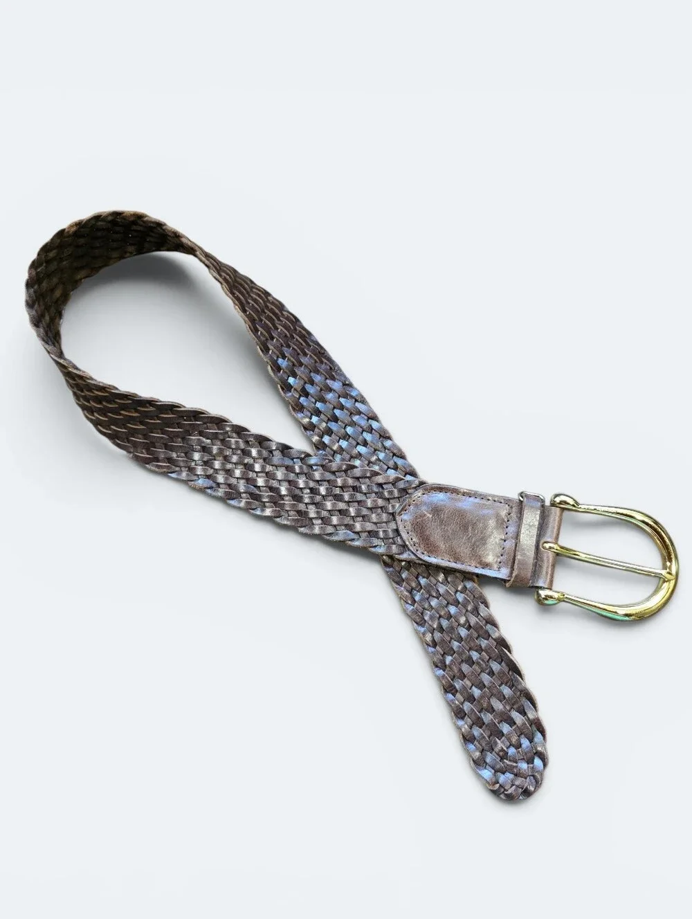 Michael Kors Braided Brown Belt with Gold Buckle Size Small